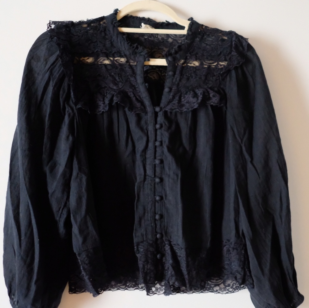 Anthropologie flowy lacy top